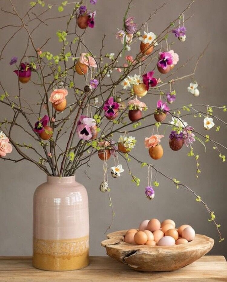 decorazioni di pasqua fai da te - rami in vaso
